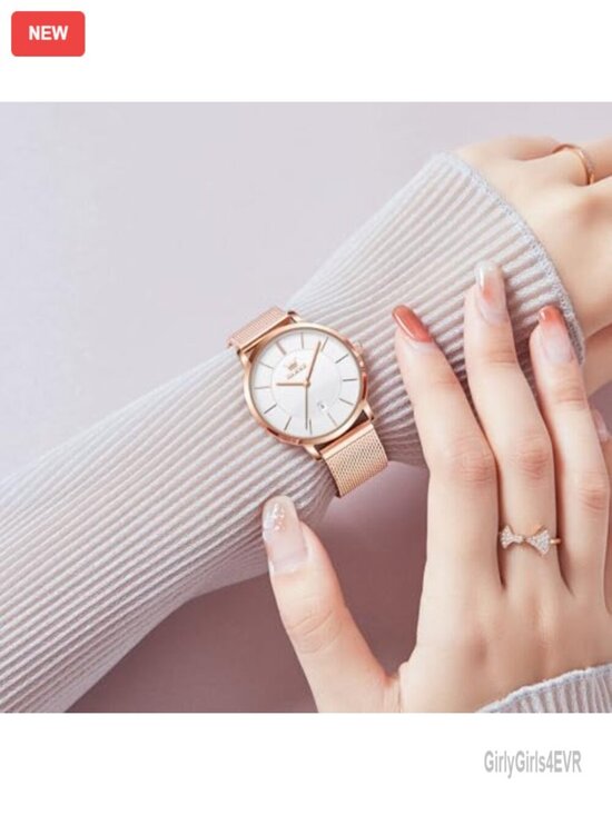 Luxury Dress Watch Rose Gold Stainless Steel Mesh Slim Thin Lightweight main image 4